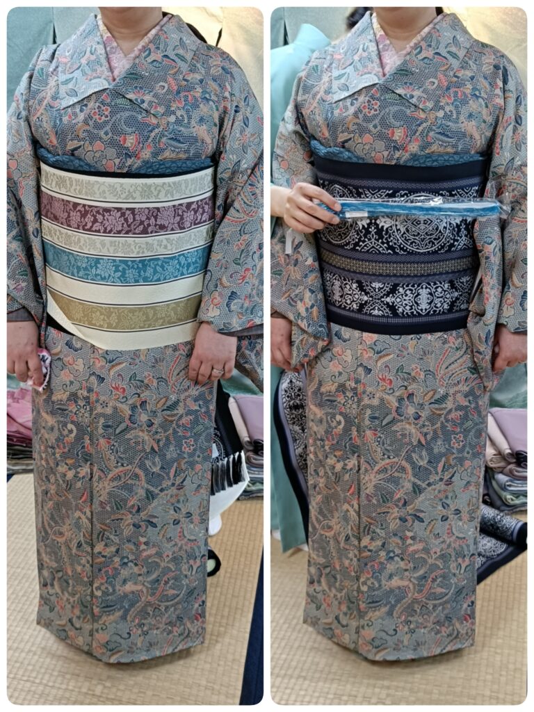 お母さまの着物やリサイクルでお得にゲットした昭和を感じる着物に令和の帯を合わせてもっと素敵に変わりました