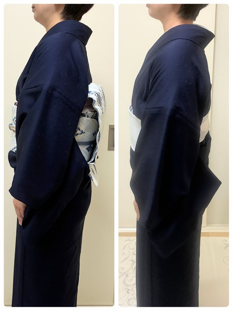 衣紋の抜き方一つで首がすっきり出てきて
木や絵Sの効果があります